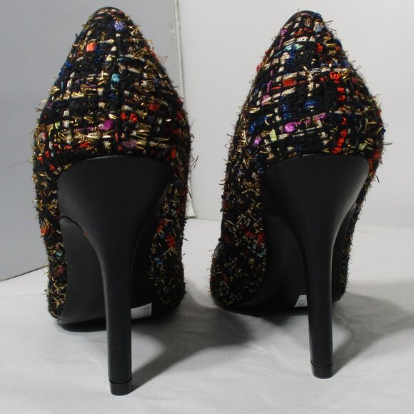 Like New Charles David Frayed Tweed Colorful Classic High Heel Pumps Pointed Toe - Picture 5 of 13